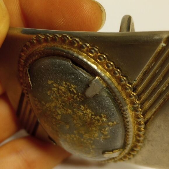 Vintage Pressed Flower Belt Buckle - Picture 5 of 5